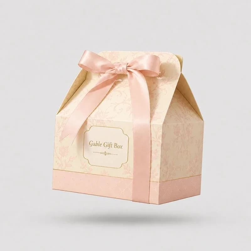 Gable Gift Boxes — These uniquely styled boxes have a flat square base and a house-shaped tapered roof with a built… Gable Gift Boxes — These uniquely styled boxes have a flat square base and a house-shaped tapered roof with a built…